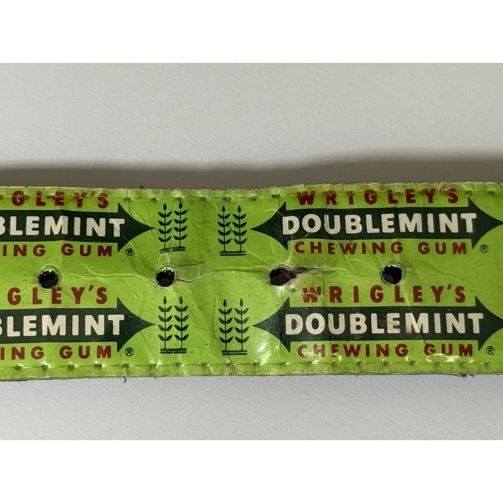 VTG Original Wrigleys Doublemint Gum Belt Green W/ Clear Buckle Size M 36